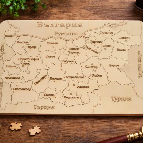 Образователен дървен пъзел – карта на България